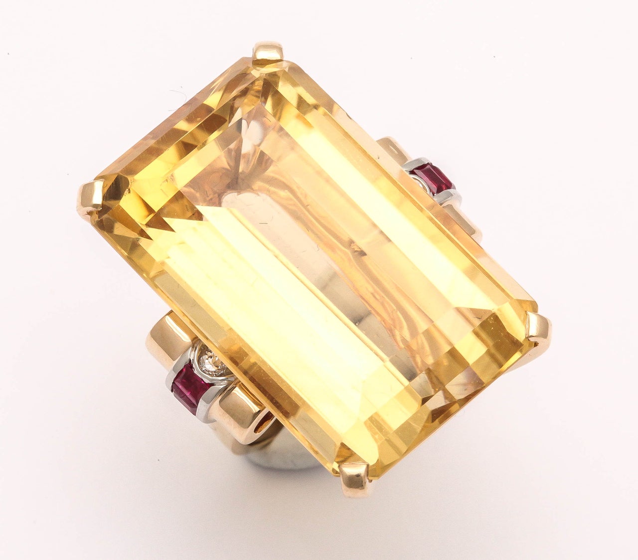 Retro Citrine Topaz Ruby Diamond Gold Cocktail Ring 3